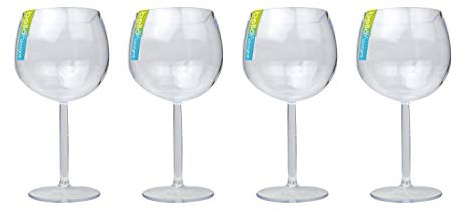 YöL 4X Gin Cocktail Glasses Balloon Clear re-usable Plastic Cup Home picnics BBQ Summer Party Tableware Drinks Cup Glasses drinkware Outdoor Durable Gin Glasses