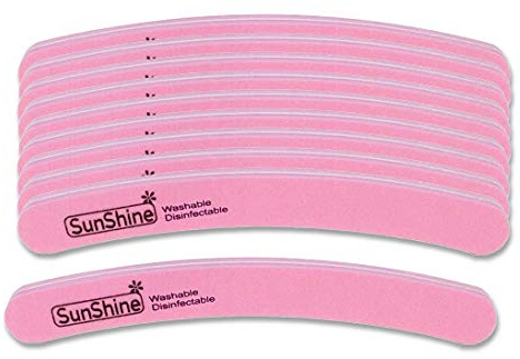 PROFICO 10 Stück Profi Nagelpuffer Buffer Gebogen 240/320 Doppelseitge Buffer Nagelfeile Schmirgel Boards Feine Körnung für natürliche Nägel Gel Nägel Nagelfeile für Maniküre & Pediküre(Rosa)