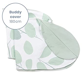 Doomoo Stillkissenbezug für Stillkissen Buddy 180cm, aus Bio-Baumwolljersey, Oeko-TEX® Standard 100, Aqua Leaves Green