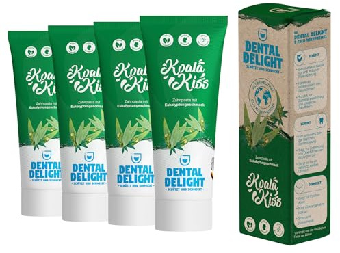 DENTAL DELIGHT Koala Kiss Zahnpasta, Vegane Zahnpasta mit Geschmack, Zahncreme (Eukalyptus, 4er Pack)