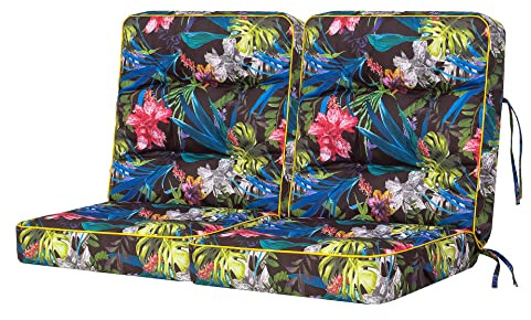 Bankauflage für Gartenmöbel, Gartenbank, Polsterauflage für Hollywoodschaukel, Auflagen für Gartenschaukelkissen, Sitzkissen, Stuhlauflage, Indoor/Outdoor - Bunte Bläter - 120 cm (2 x 60 cm)