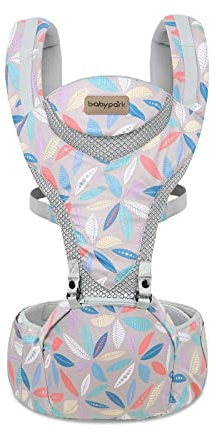 SONARIN Ergonómico Transpirable Mochila Portabebés con Asiento de Cadera,Portabebés Multifunción Portador de Bebé Todas las Posiciones para Recién Nacidos Niños 0-48 Meses(Lámina)