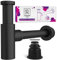 M. ROSENFELD HOME Siphon Lavabo Standard Universel de 1 1/4 Pouces - Réglables Hauteur Noir Mat Design Siphon Evier avec Parois en Laiton Chromé Extra-fortes 750g - Empêcher les Odeurs Désagréables