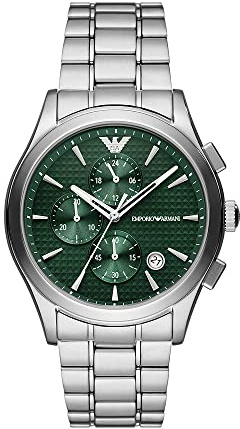Emporio Armani Reloj Hombre, Movimiento Cronógrafo y Caja de 42mm con Correa de Acero, Piel o Silicona