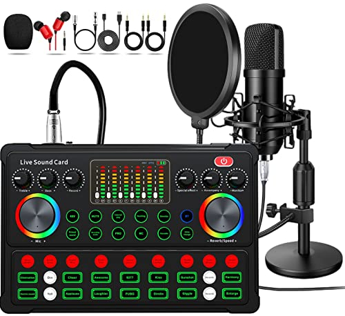 Ensemble d'équipement de podcast, microphone à condensateur 48 V avec changeur de voix M300, kit studio d'enregistrement pour podcast, streaming en direct, chant, PC, mobile, TikTok, YouTube