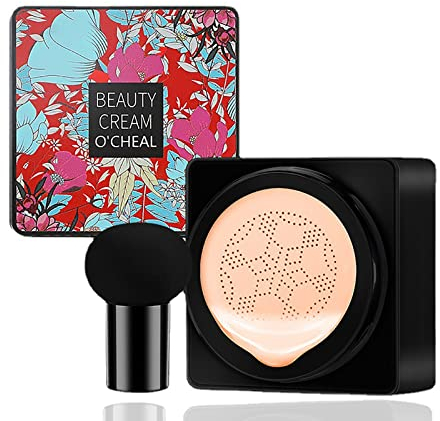MTUVKGT Mushroom Head Air Cushion CC/BB Cream Foundation, Hidratante, Base Flawless Maquillaje Impermeable Cobertura Completa, Corrector Natural Incluso Tono De Piel (02)