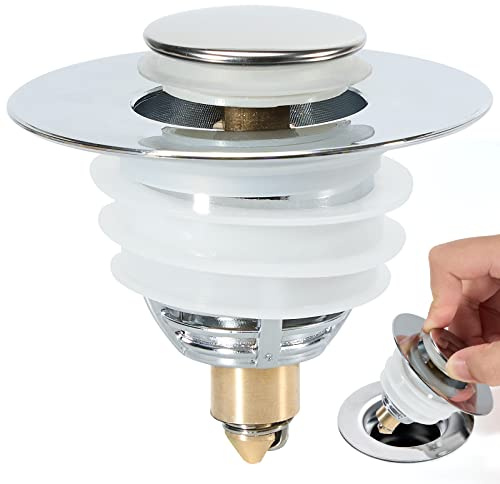 Tappo Lavandino Bagno a Pressione Tappo di Scarico Universale Tappo Lavandino di Scarico Adatto per Fori di Drenaggio con un Diametro Interno di 32 mm - 42 mm