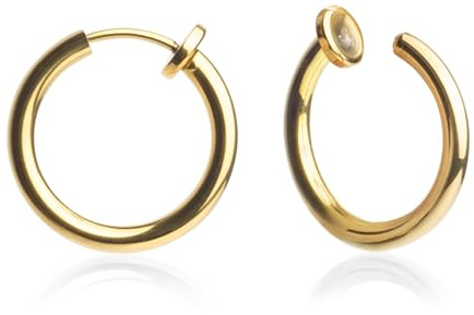 Gold Ohrclips aus Edelstahl 18k vergoldet • Clip Creolen ohne Ohrlöcher • Ohrringe Clips hängend • nickelfrei & wasserfest • MIX & MATCH • Ø 18 mm