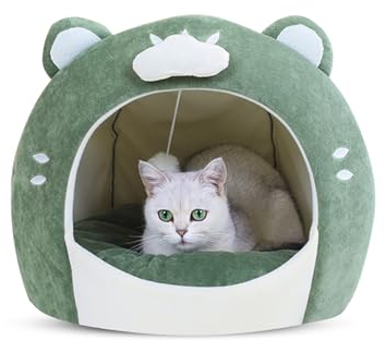 PETCUTE Katzenhöhle große Katzen,Katzenbett mit Abnehmbares Kissen,rutschfeste Unterseite,Katzenzelt für Kätzchen kleine,mittelgroße Haustier,Weiches und Warmes Haustierhöhle Katzenhaus für Drinnen