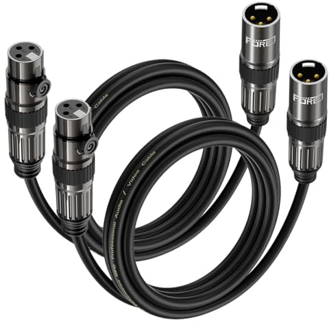 FORE Mikrofonkabel XLR Stecker auf XLR Busche Kabel 1m 2-Stück