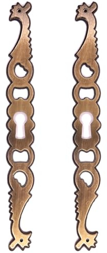 cyclingcolors 2x Schlüsselbuchse Schlüsselschild Antik Möbel Schlüsselblätter Schlüssel-Schilder Schloss-Rosetten Möbelschild 145x17mm Messing-Finish, links