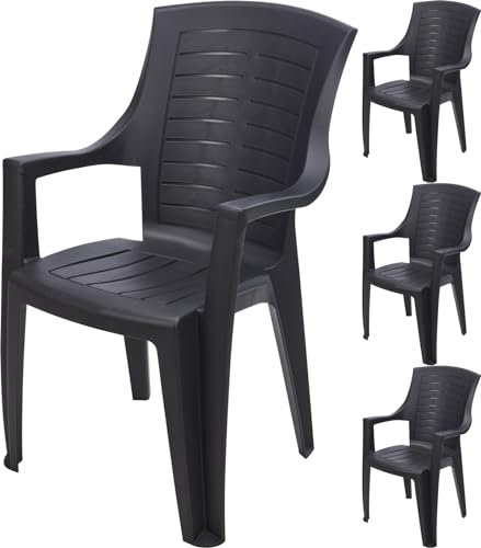 Koopman International B.V. 4X Stapelstuhl Gartenstuhl Bistrostuhl Stuhl Kunststoff stapelbar 91x60x55cm 0610