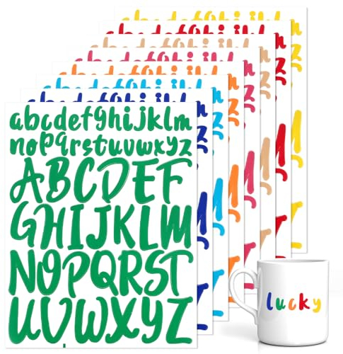 416Pcs Letter Stickers 8 Colors of Uppercase 8 Sheets Lowercase Alphabet Stickers Minimalist Self Adhesive Vinyl Letter Sticker for Scrapbook Supplies Decor Water Bottle