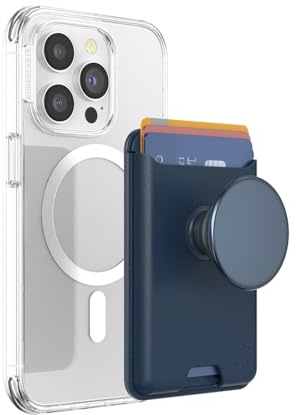PopSockets Softgoods Phone Wallet with Expanding Grip and Adapter Ring for MagSafe, Phone Card Holder, Wireless Charging Compatible, Wallet Compatible with MagSafe® - Navy