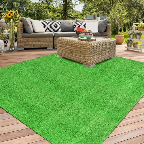 XLX TURF Green Artificial Grass Outdoor Rug 6FT X 6FT, Fake Turf Carpet Flooring Mat for Balcony, Patio, Yard, Pets Dogs Pee Pad Potty Training Use