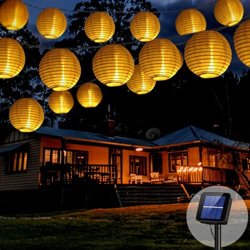 TOKIISHE Solar Lichterkette Lampions Außen, 8M 30 LED Laternen für Lichterkette Aussen Lampions Solar Außen Wetterfest, 8 Modi Solar Beleuchtung für Garten Balkon Outdoor Terrasse Hof Party (Warmweiß)