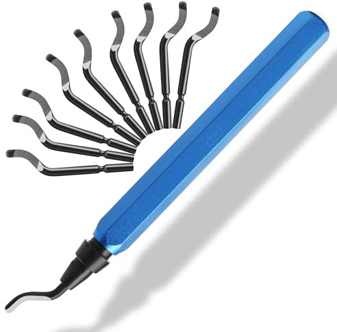 AIMLENTOOL Deburring Tool with 10 High-Speed Steel Blades, 360 Degree Rotary Head Deburring Tool for Plastic, Copper, Resin, Pipe, PVC, Metal, 3D Printing Burr Removal Reamer Tool