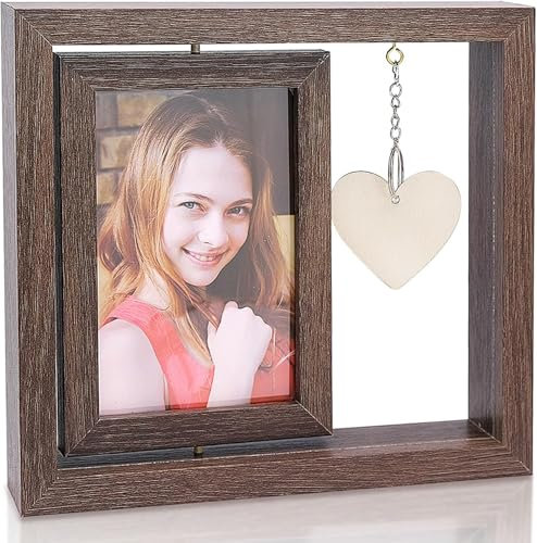 AMJKEJI Rotating Floating Photo Frame Wedding Gifts for Bride and Groom, Display Two 4x6 Inch, Gifts for Wedding, Birthday, Christmas, New Year, Valentine's Day