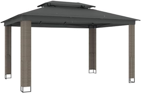 vidaXL Gazebo con Tetto Doppio Antracite 3,94x2,96 m in Acciaio, Gazebo da Esterno, Padiglione, pergola, Gazebo da Patio, Padiglione da Giardino