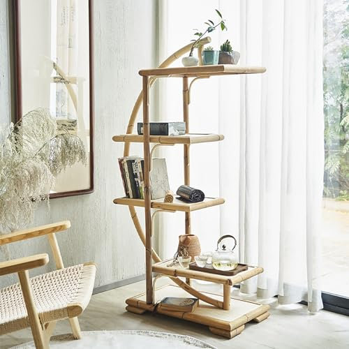 Modernes Speisekammer-Aufbewahrungsregal, hoher Eckschrank, Bodenaufbewahrungsschrank mit Rattan-Ausstellungsregal für antike Schränke, Porzellanschränke, Bücherregale