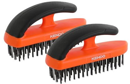 KENDO Lot de petites brosses métalliques de 170 mm – Brosse en acier comme brosse à récurer avec poignée en plastique confortable – Brosse métallique manuelle pour nettoyer les surfaces et éliminer la