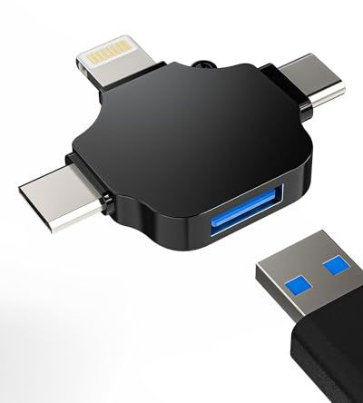 Adattatore per Lightning USB C Micro USB e USB-A(3in1)OTG 3.0 cavo per iPhone 16 15 14 per iPad macchina fotografica trasferimento dati chiavetta USB tastiera Android telefono compatibile per Samsung