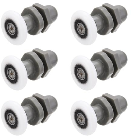 sourcing map 6 Pcs Shower Door Rollers, 23mm Dia Bathroom Glass Door Rollers Runners for 4-6mm Glass Door, Sliding Door Pulleys Wheels Replacement for Kitchen Pan Glass Sliding Door, White