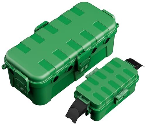 RESTMO 2er Set Kabelbox wasserdicht IP44 für Außenbereich, Große 29x13.2x10cm und Kleine 20.5x12.5x8cm mit abnehmbarer Abdeckung, Für Verlängerungskabel Steckdose Garten Grün