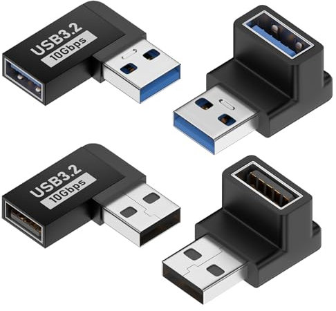LUIRSAY USB 90 Grad Winkelstecker, 4 Stück Adapter mit USB3.2, USB Winkelstecker für Datenübertragung Kompatibel mit PC, Laptop, Powerbank und die meisten US-B-Geräte