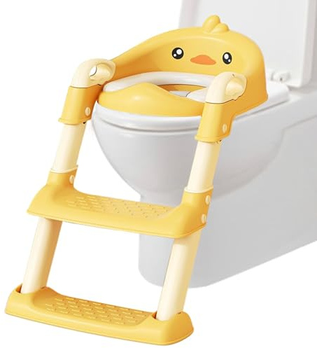 Vasino con sgabello, antiscivolo, per bambini, scaletta per WC con scaletta, comoda per bambini, per ragazze e ragazzi