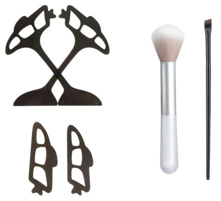 XFSRG 6 Pièces Outils Eyetour pour Ombre à Paupières Pochoirs Réutilisables pour Maquillage des Yeux avec Pinceau Pochoir Eyeliner Applicateur Pratique pour Débutants