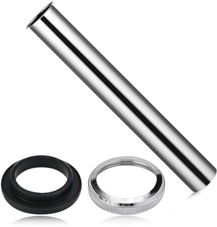 GXGM Tubo Di Prolunga Per Scarico Lungo 200 Mm,Sifone Lavabo Bagno, Scarico Lavandino Bagno, Tubo Di Prolunga Per Scarico Cromato Per Scarico Del Lavabo (Dado, Rondella Di Tenuta In Gomma)