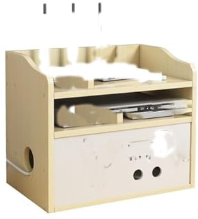 Kabelmanagementbox, Aufbewahrungsbox für WLAN-Router aus Holz, Set-Top-Box, 3-lagige Reihensteckdosen-Verschlussbox, Regal für kabellosen WLAN-Router für Kabelbox im Schlafzimmer u