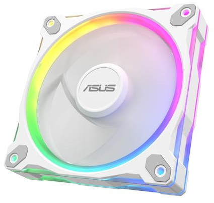 ASUS Prime MR120 White ARGB Reverse-Gehäuselüfter Single | 20 adressierbare RGB-LEDs, 28 mm Rahmen, PWM-Steuerung, Lüfterdrehzahl 1600 U/min, 23dB(A) Lärmpegel, 58 CFM