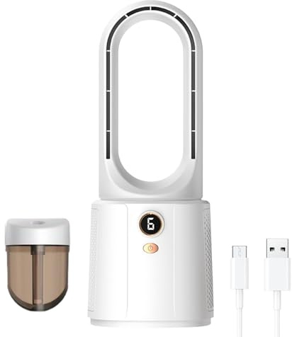 Ventilador sin aspas | Ventilador frío portátil de refrigeración de escritorio | Cool Gadgets enfriador de aire recargable con iluminación ambiental, humidificador para mujeres y hombres, sala de