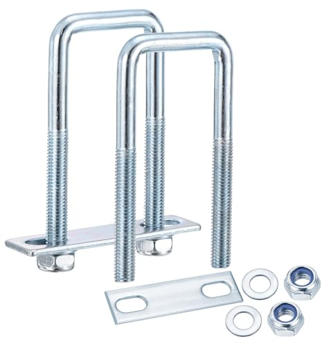 METALLIXITY Juego de 2 pernos en U (M10 x 40 x 110 mm), kits de pernos cuadrados en U de acero al carbono con arandelas de tuerca de bloqueo de nailon, para construcción, tuberías, remolques