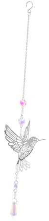 Cabilock Atrapasol de Metal con Forma de Colibrí para Ventana, Adorno de Pájaro Colgante de Hierro y Embellecimiento de Jardín Exterior