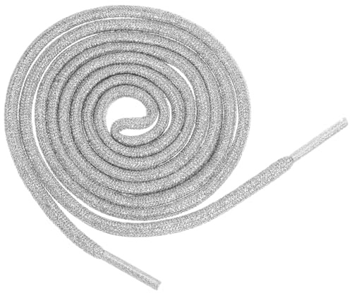 Xindojuz - 2 paia di lacci per scarpe, 120 cm, metallizzati e lucidi, Argento, Taglia unica