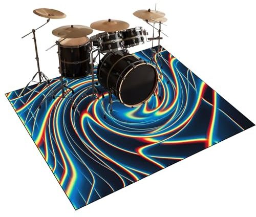 Qesjodfu 200 x 160 cm Schlagzeug Teppich E Drum mit Schallschutz, Schlagzeugteppich Schallschutz rutschfeste Teppich Schalldämmend Antivibrationsmatte Drum Teppich Trommelmatten-Teppich Drumteppich