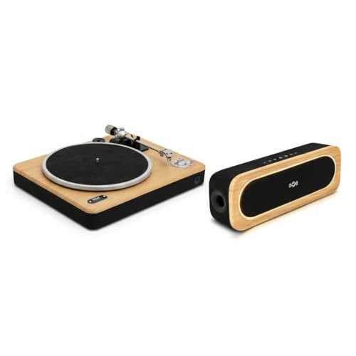 House of Marley Revolution Platine Vinyle & Enceinte Bluetooth Portable Get Together 3 - Tourne-Disque Bluetooth 3 Vitesses, Enceinte 30W, Installation Facile, Durable