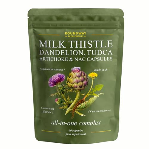 Liver Detox and Repair Supplement with Milk Thistle High Strength with Dandelion Root, Tudca, Artichoke & NAC Supplement | 60 Capsules | Made in UK by Roundway Supplements