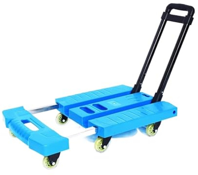 6-Wheel Folding Hand Truck with Extendable Handle, Portable Trolley Cart for Easy Loading & Moving - Ideal for Home, Office & Travel (Blue, 2-inch)