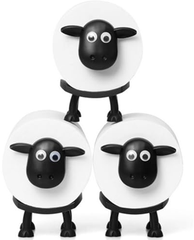 Wmzjnljy 3pcs Sheep Toilet Roll Holder Free Standing Set Funny Freestanding Bathroom Tissue Storage Stand Easy Assembly, for Bathroom, Shower Room, Kitchen, Bedroom(Z151-3)