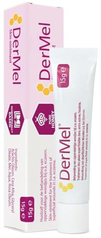 DerMel Honigsalbe 15gr – Wundsalbe unter anderem bei ekzemen, wunden, wundflecken, windeldermatitis, rissen, trockener Haut, gereizter Haut