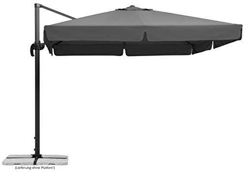 Schneider Sonnenschirm Rhodos, anthrazit, 300 x 300 cm quadratisch, 782-15, Gestell Alu/Stahl, Bespannung Polyester, 24 kg, Anthrazit