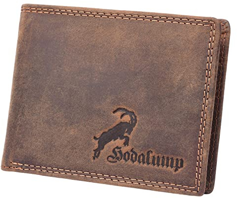 hodalump - Premium Echt-Leder Geldbörse mit RFID-Schutz & Münzfach - Geldbeutel für Damen & Herren - Portmonee aus Büffelleder - Klassische Männer Brieftasche - Ledergeldbörse aus Echtleder in Braun