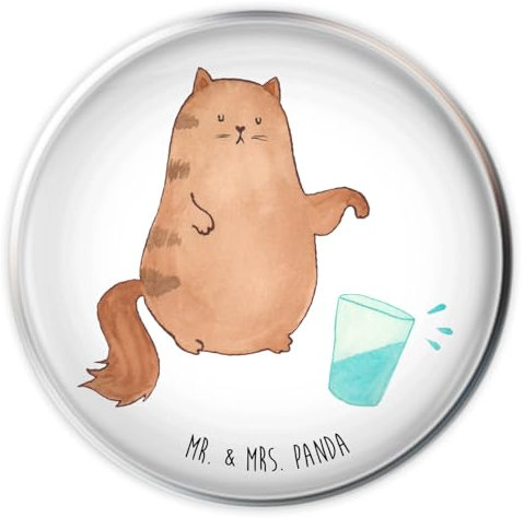 Mr. & Mrs. Panda Ablaufgarnitur Katze Wasserglas - Geschenk, Wasser, waschbeckenstöpsel, Cats, Katzen, Waschbecken-Stopfen, Ablaufstöpsel, Katzenmotive, Stöpsel, Cat, Abflussstopfen