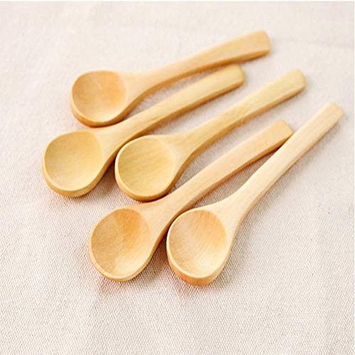 EPRHY Lot de 5 petites cuillères en bois faites à la main pour miel, assaisonnement, café, thé, sucre, sel, confiture, moutarde, crème glacée