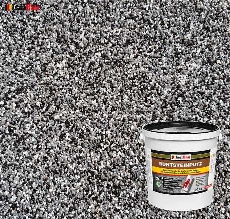 Isolbau - Buntsteinputz für Außen und Innen (Weiß, Grau, Schwarz) 20 kg - BP30 Mosaikputz Dekorationsputz Frostsicher, Wasserfest, Stoßfest
