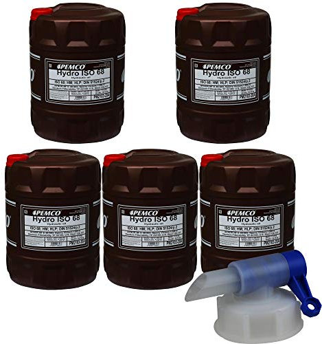 5x 20 Liter Original PEMCO Hydrauliköl ISO 68 Hydro HLP 68 Oil inkl. Auslaufhahn